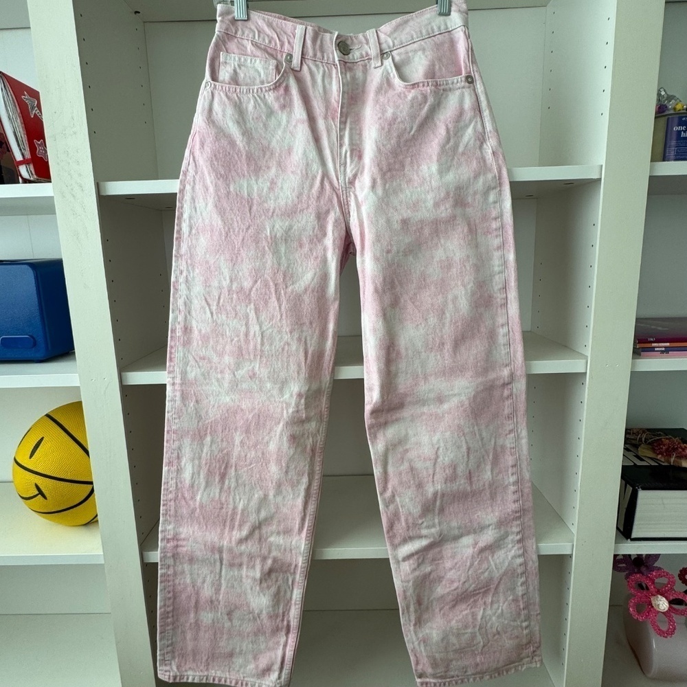 ZARA High Rise Baggy Pink Tie Dye Jeans - Picture 5 of 8